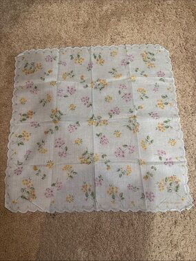 Pierre Balmain Linen Scarf with Pink and Yellow Floral Print